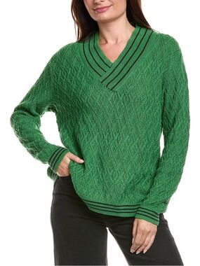 CAbi Women’s Green Lucky Day Pullover Cable Knit Sweater Sz S